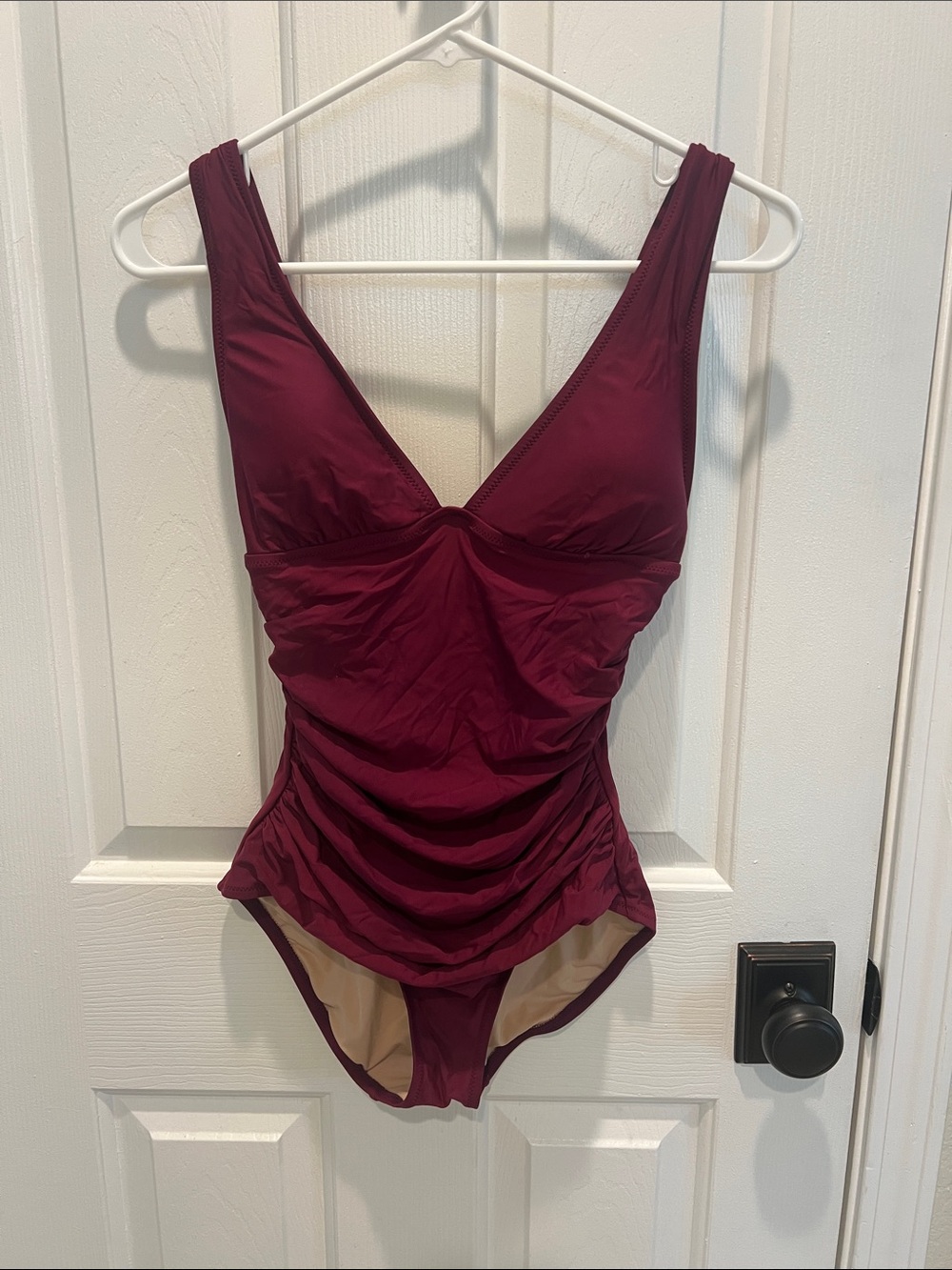 J.Crew Women's Ruched One-Piece Swimsuit - Burgundy size 4